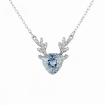 Antler Blue Gem Necklace – 925 Silver - NAFALUXE
