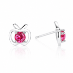 Apple-Shaped Studs – Pink Cubic Zirconi - NAFALUXE
