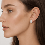 Baguette Huggie Hoop Earrings with AAA Cubic Zirconia - NAFALUXE