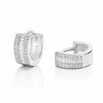 Baguette Huggie Hoop Earrings with AAA Cubic Zirconia - NAFALUXE
