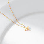 Bee Pendant Necklace in Gold - Plated Sterling Silver with Crystal Accent - NAFALUXE