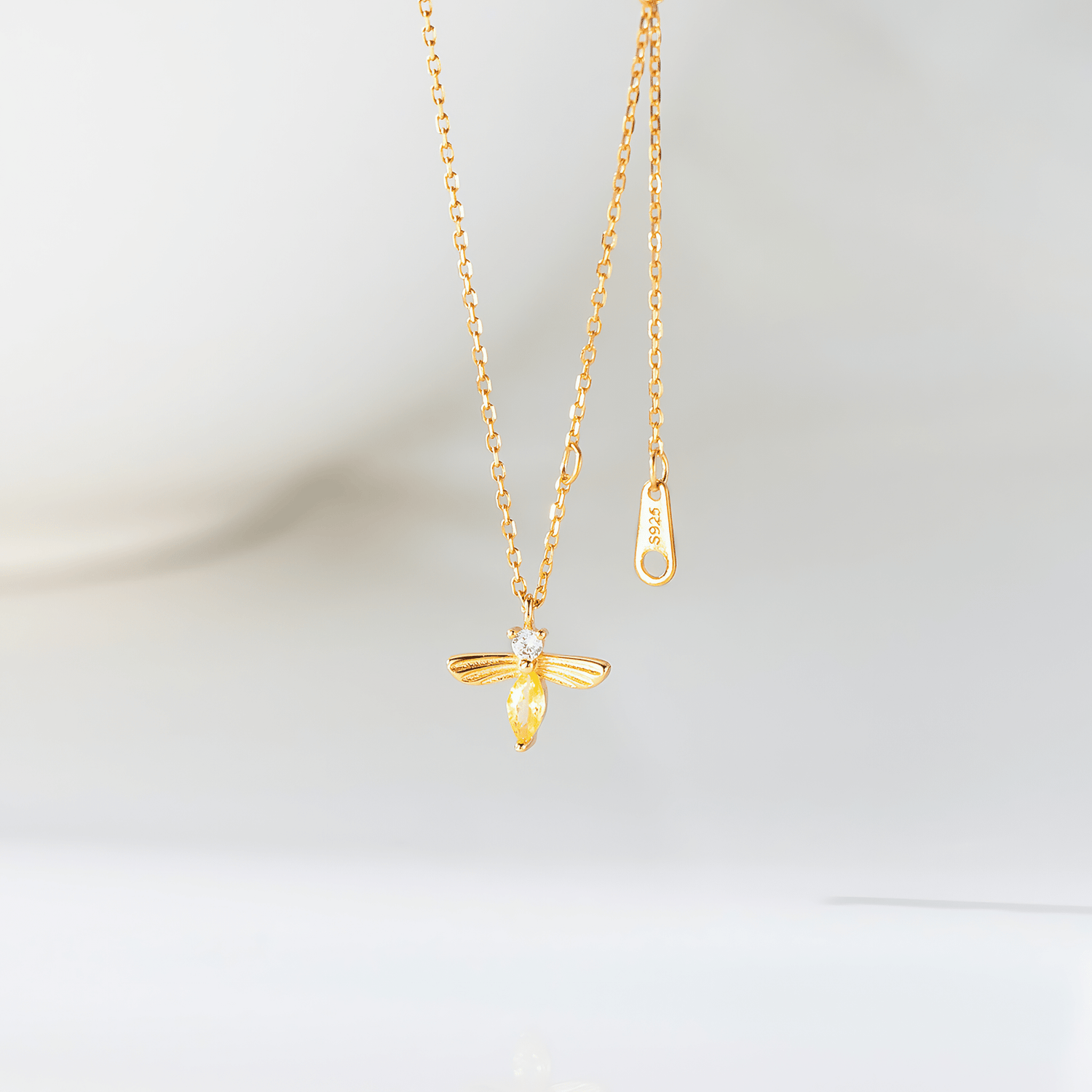 Bee Pendant Necklace in Gold - Plated Sterling Silver with Crystal Accent - NAFALUXE