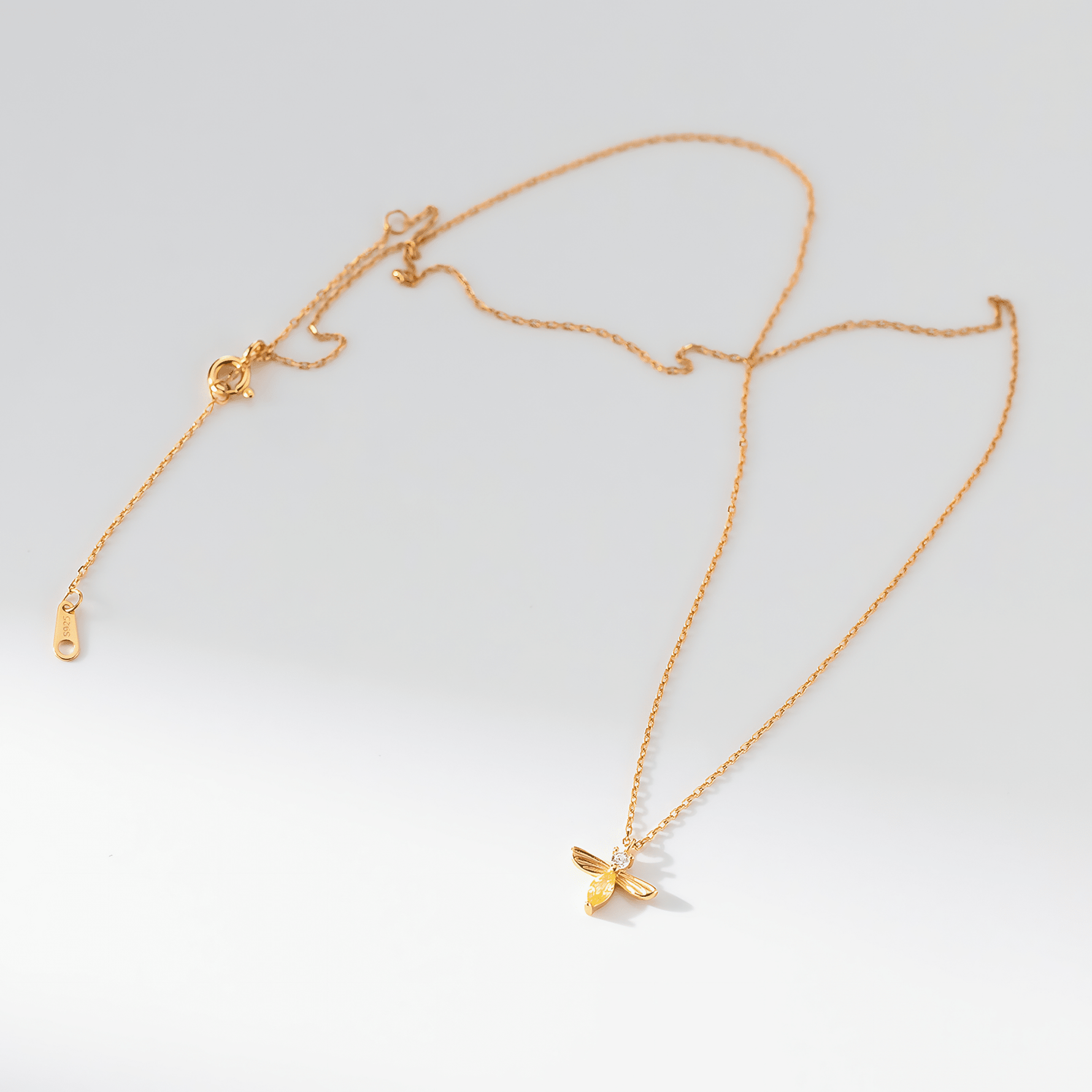 Bee Pendant Necklace in Gold - Plated Sterling Silver with Crystal Accent - NAFALUXE