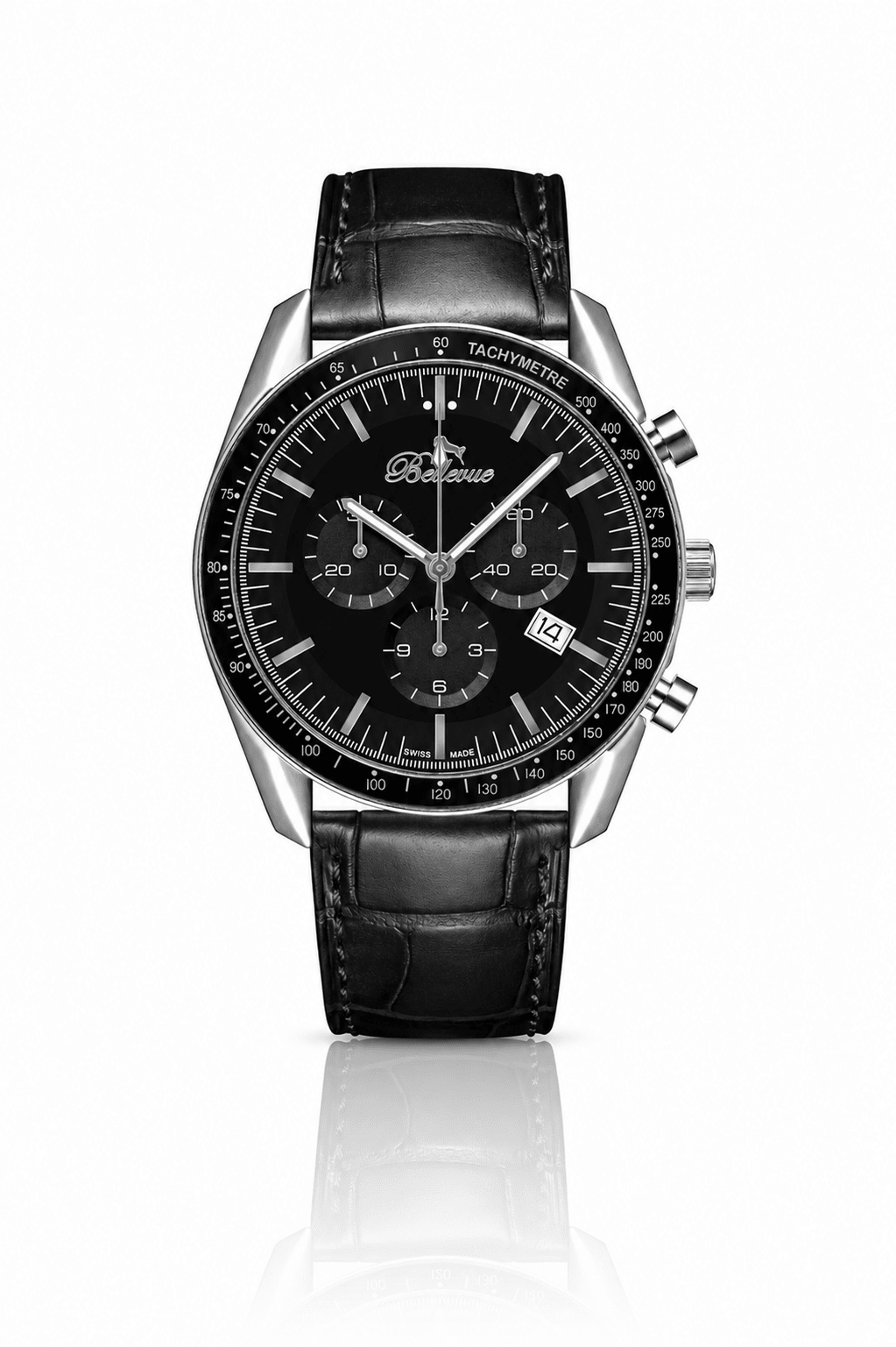 Orologio da uomo Bellevue Chronograph 43 mm nero – Quarzo Ronda - NAFALUXE