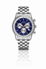 Orologio Bellevue Cronografo da 43 mm con quadrante blu e cassa in acciaio inossidabile – Quarzo Ronda - NAFALUXE