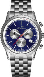 Orologio Bellevue Cronografo da 43 mm con quadrante blu e cassa in acciaio inossidabile – Quarzo Ronda - NAFALUXE