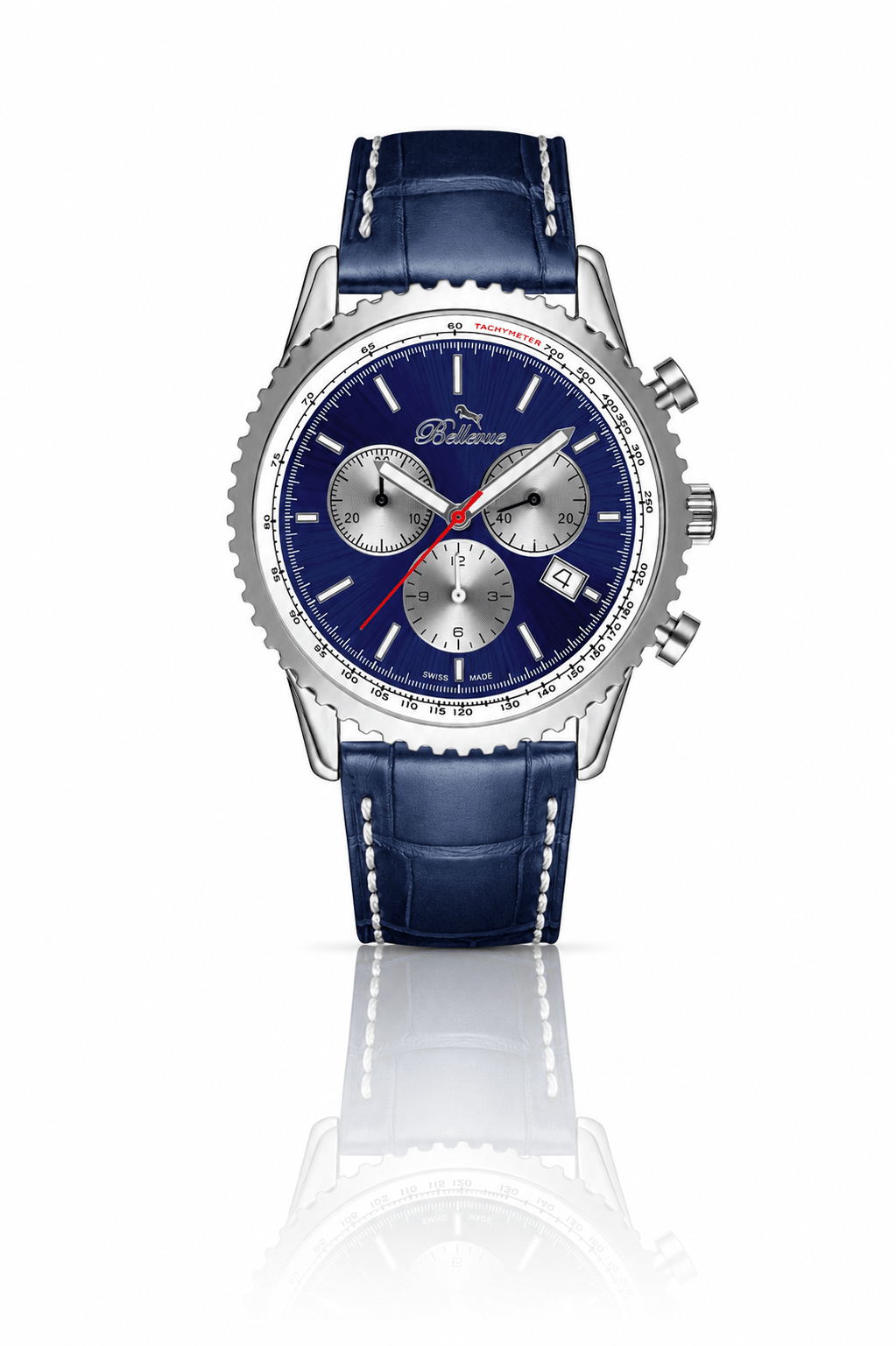 Orologio da uomo Bellevue Chronograph 43 mm blu – Quarzo Ronda - NAFALUXE