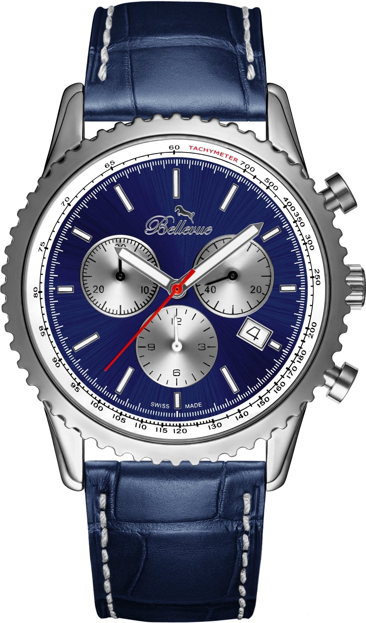 Orologio da uomo Bellevue Chronograph 43 mm blu – Quarzo Ronda - NAFALUXE