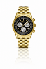 Orologio Bellevue Cronografo 43 mm in acciaio inossidabile dorato – Quarzo Ronda - NAFALUXE