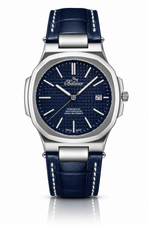 Bellevue Herrenuhr in Blau, 43 mm – Ronda-Quarzwerk mit Datumsanzeige | Blaues PU-Lederarmband – NAFALUXE