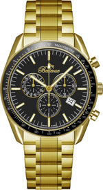 Bellevue Herren-Chronographenuhr aus Gold, 43 mm – schwarzes Zifferblatt | Ronda-Quarzwerk mit Datumsanzeige – NAFALUXE