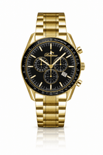 Bellevue Herren-Chronographenuhr aus Gold, 43 mm – schwarzes Zifferblatt | Ronda-Quarzwerk mit Datumsanzeige – NAFALUXE