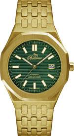 Bellevue Men’s Gold Green Watch – Stainless Steel Bracelet | Swiss Made | 41mm - NAFALUXE