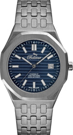 Bellevue Silver Blue Dial Swiss Quartz Watch 41mm – Stainless Steel - NAFALUXE
