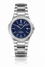 Bellevue Silver Blue Dial Swiss Quartz Watch 41mm – Stainless Steel - NAFALUXE