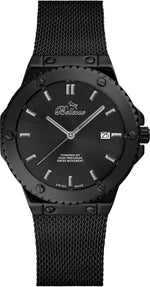Montre à quartz Bellevue Swiss Made 43 mm – Bracelet en mailles d'acier inoxydable noir | Mouvement Ronda - NAFALUXE
