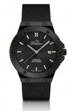 Montre à quartz Bellevue Swiss Made 43 mm – Bracelet en mailles d'acier inoxydable noir | Mouvement Ronda - NAFALUXE