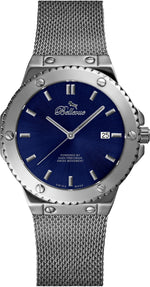 Orologio al quarzo Bellevue Swiss Made da 43 mm – Quadrante blu, cinturino a maglia in acciaio inossidabile | Movimento Ronda - NAFALUXE
