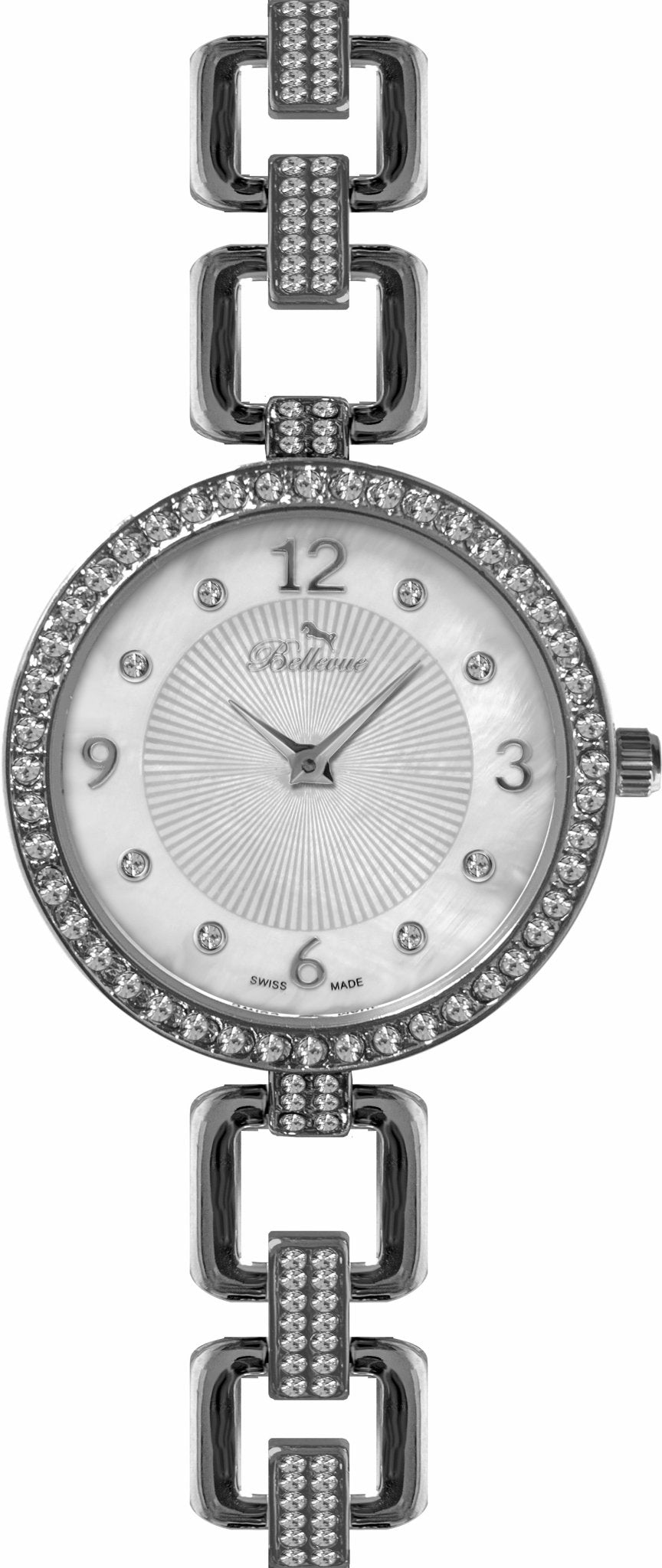 Orologio da donna Bellevue Swiss Made in argento da 29 mm – Lunetta in cristallo | Quarzo Ronda - NAFALUXE