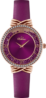 Bellevue Damenuhr mit rosa Kristallen – Roségold | 36 mm – NAFALUXE