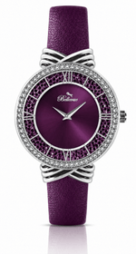 Bellevue Damenuhr mit violetten Kristallen – 36 mm | Ronda-Quarzwerk – NAFALUXE