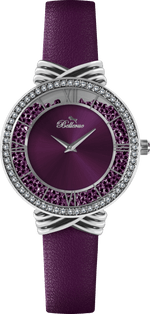 Bellevue Damenuhr mit violetten Kristallen – 36 mm | Ronda-Quarzwerk – NAFALUXE