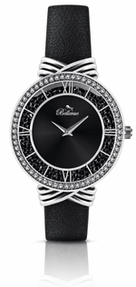 Bellevue Damen-Quarzuhr – schwarzes Kristallzifferblatt | 36 mm – NAFALUXE