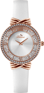 Bellevue Damenuhr mit weißen Kristallen – Roségold | Swiss Made | 36 mm – NAFALUXE