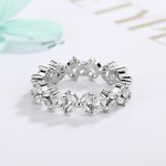 Blossom Eternity Ring in Sterling Silver with Marquise and Round Stones - NAFALUXE