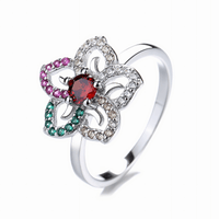 Blossom Radiance Multicolor Gemstone Flower Ring - NAFALUXE