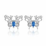 Boucles d'oreilles papillon bleu – Argent sterling 925 avec aile en zircone cubique étincelante - NAFALUXE