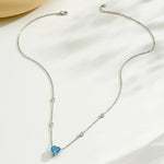 Blue Heart CZ Necklace – 925 Sterling Silver - NAFALUXE