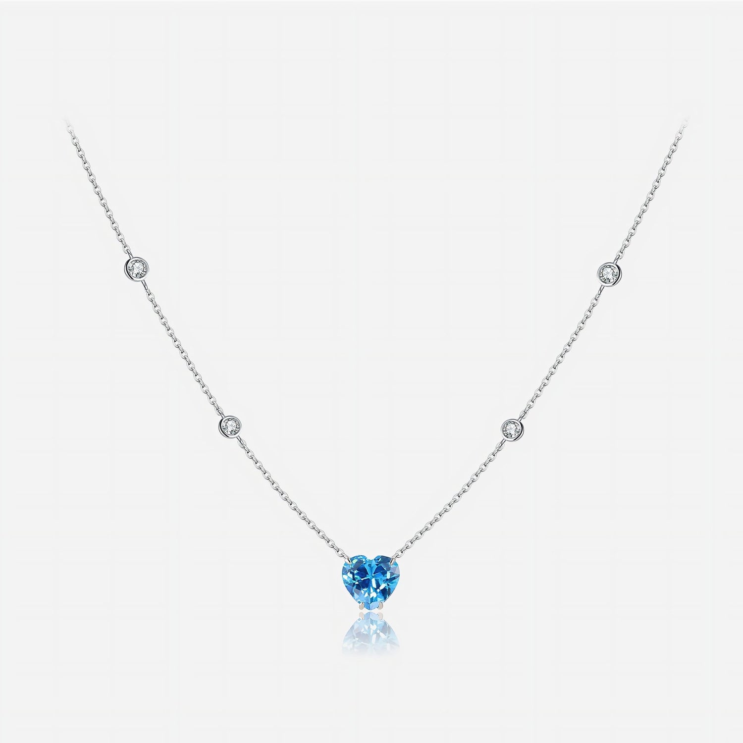Collana con cuore blu e zirconi – Argento sterling 925 - NAFALUXE