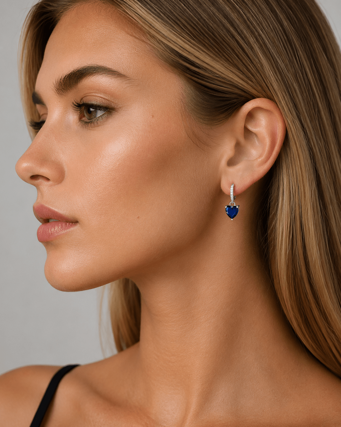 Boucles d'oreilles goutte cœur bleu – Argent 925 - NAFALUXE