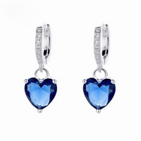 Blue Heart Drop Earrings – 925 Silver - NAFALUXE