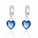 Boucles d'oreilles goutte cœur bleu – Argent 925 - NAFALUXE