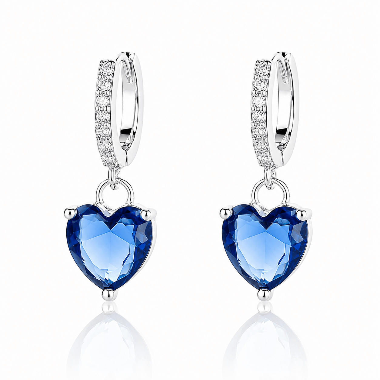 Boucles d'oreilles goutte cœur bleu – Argent 925 - NAFALUXE