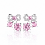 Boucles d'oreilles à clip avec trio de zircons cubiques roses AAA - NAFALUXE