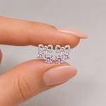 Boucles d'oreilles à clip avec trio de zircons cubiques roses AAA - NAFALUXE