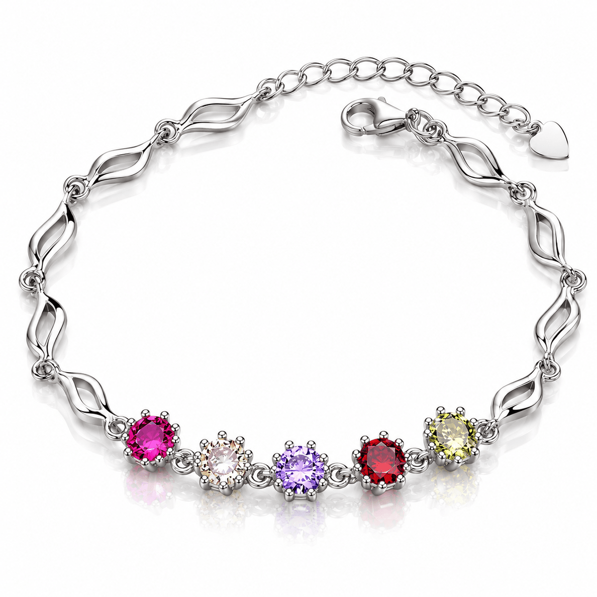 Bracelet with Multicolor Gemstones Sterling Silver 925 - NAFALUXE