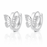 Butterfly Huggie Hoop Earrings with Sparkling AAA Cubic Zirconia - NAFALUXE