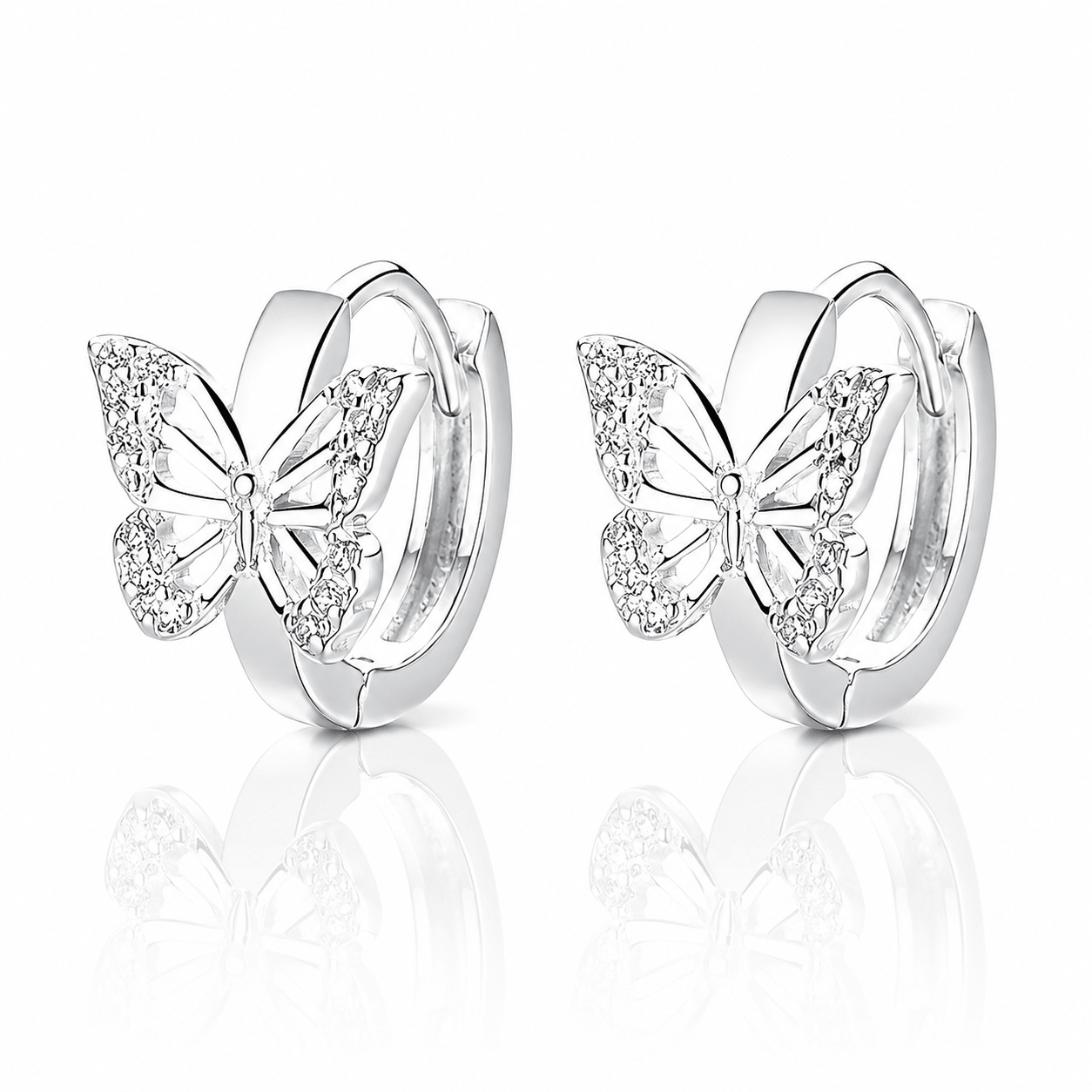 Butterfly Huggie Hoop Earrings with Sparkling AAA Cubic Zirconia - NAFALUXE