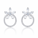Circle Drop Earrings with Starburst AAA Cubic Zirconia Design - NAFALUXE