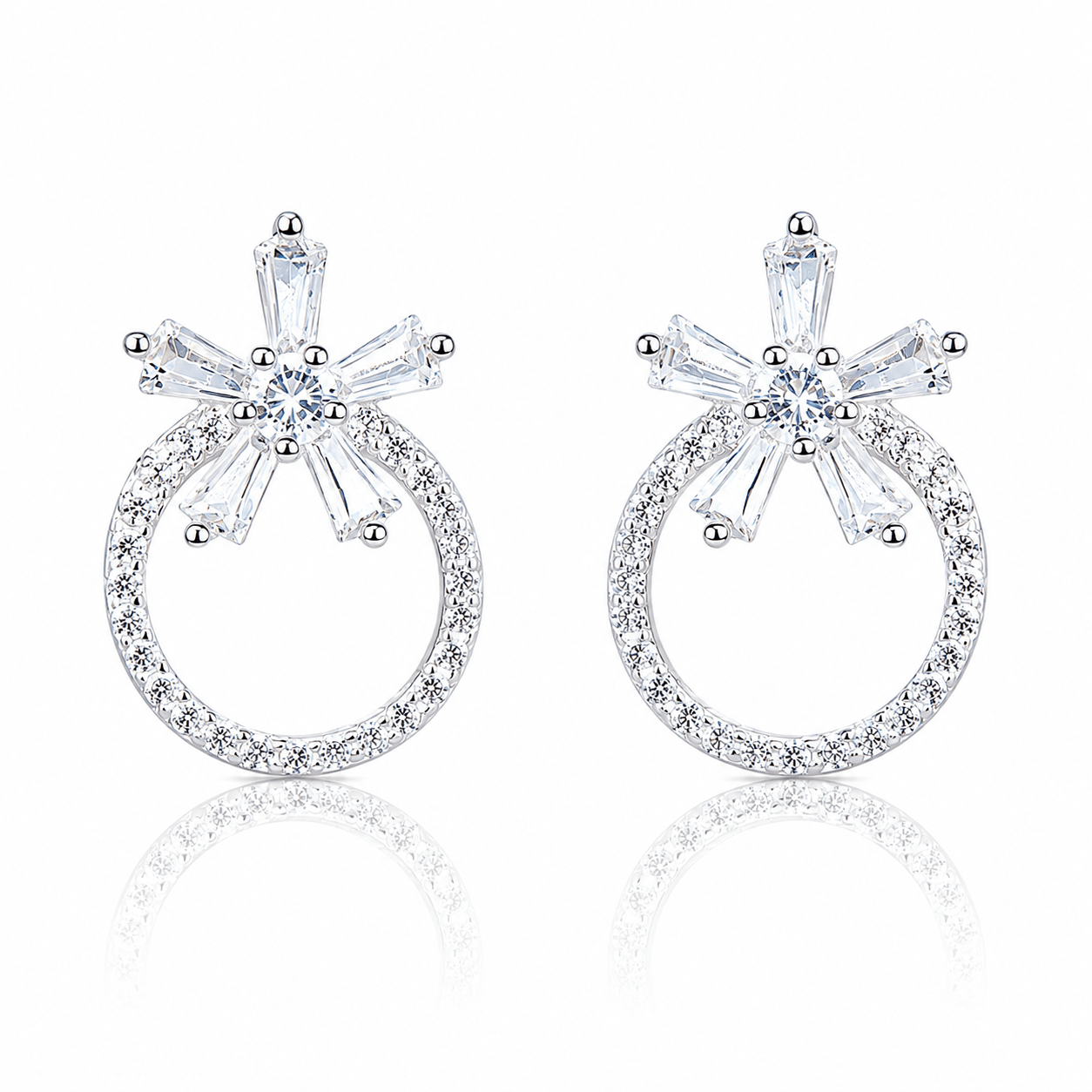 Orecchini a goccia circolari con zirconi AAA dal design "Starburst" - NAFALUXE