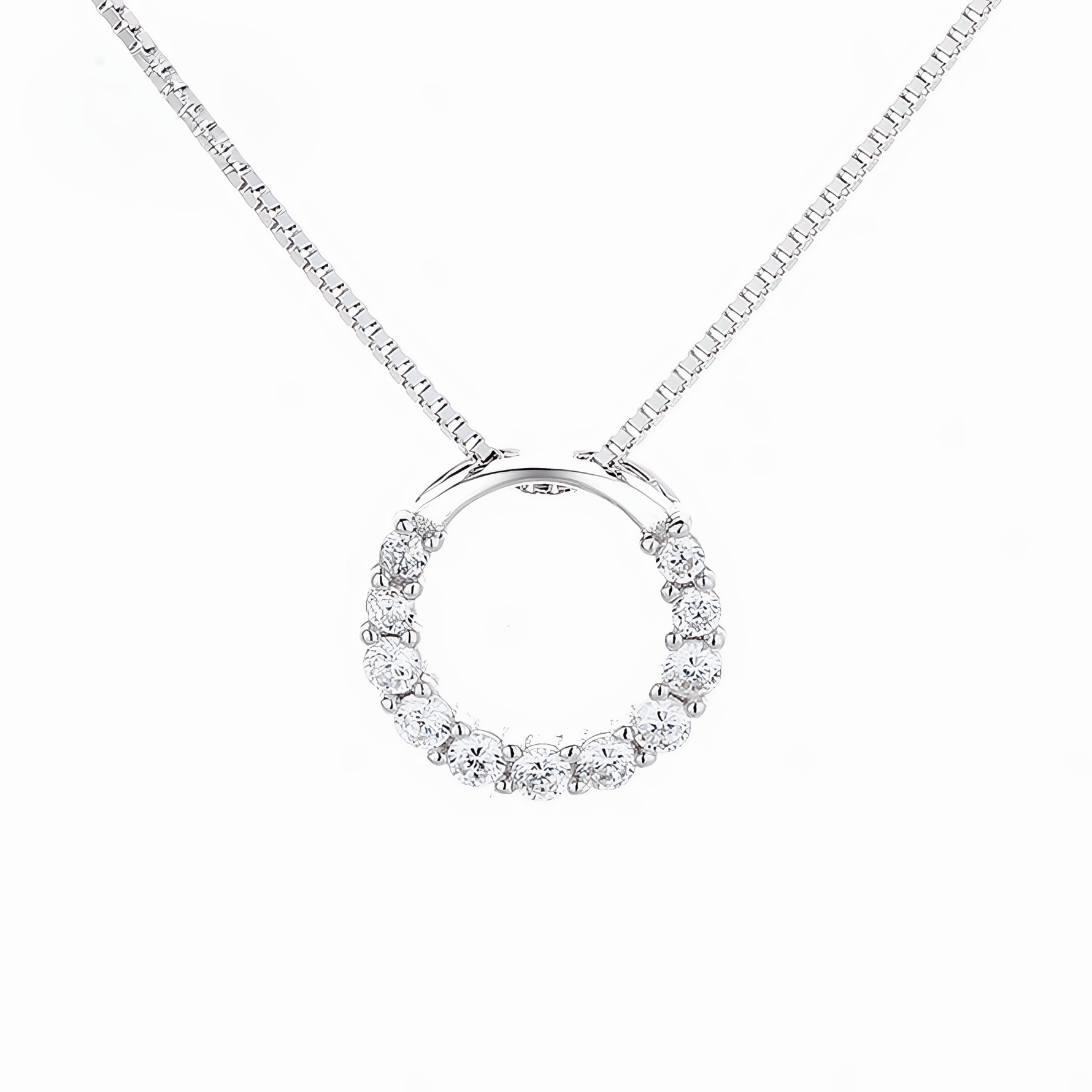 Circle of Sparkle Necklace – 925 Silver - NAFALUXE