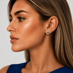 Boucles d'oreilles rondes avec zircone cubique bleue AAA au centre - NAFALUXE