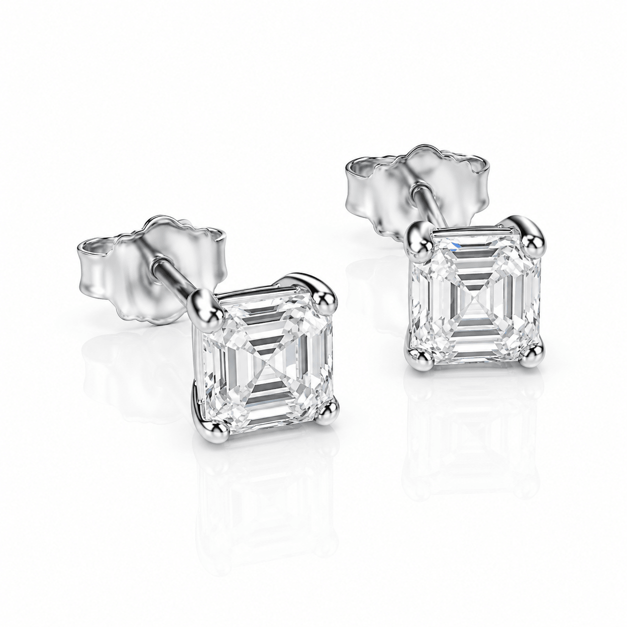 Classic Emerald-Cut CZ Sterling Silver Stud Earrings - NAFALUXE