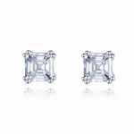 Boucles d'oreilles classiques en argent sterling avec zircone cubique taille émeraude - NAFALUXE