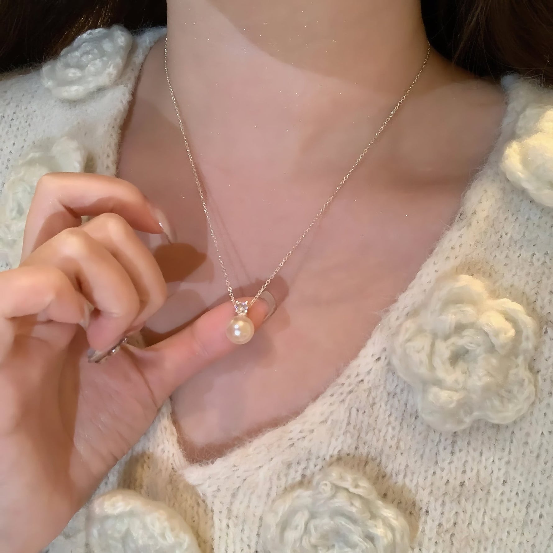 Classic Pearl Elegance Necklace - Sterling Silver 925 - NAFALUXE