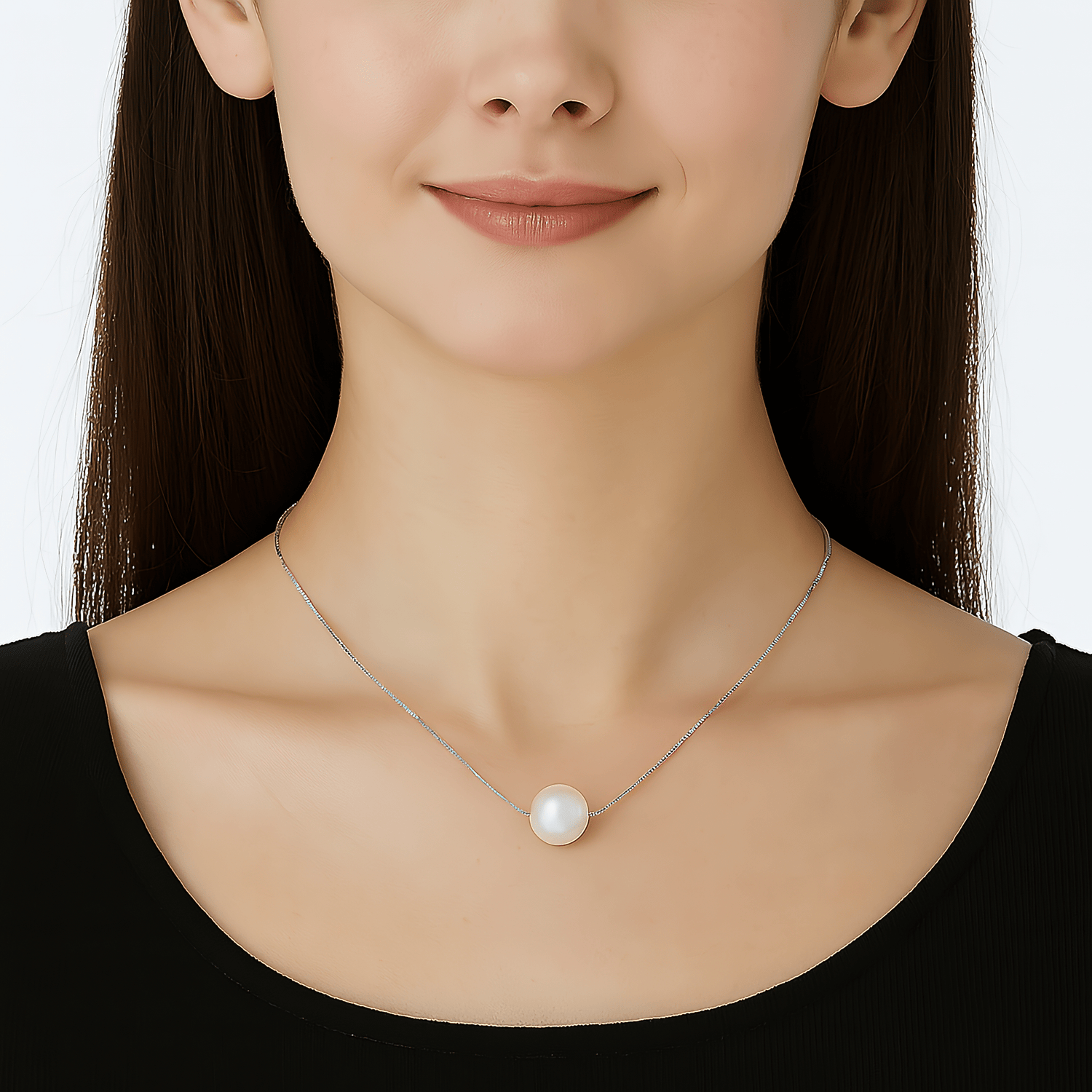Classic White Pearl Pendant on Sterling Silver Chain - NAFALUXE